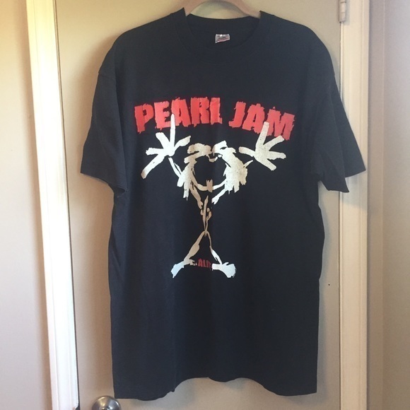 1993 Vintage Men’s Women’s Black Pearl Jam Band Alive Stickman Cotton Tee Sz XL - Picture 9 of 16
